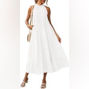 Pinch Halter Tiered Ruffle Dress size L